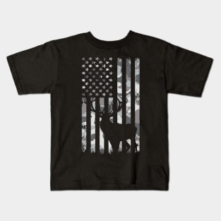 Camo Deer Hunter Flag Kids T-Shirt